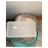 Electric skillet/ tupperware and plate