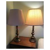 Brass table lamps with white shades