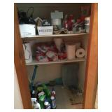 all cleaning supplies in bathroom closet