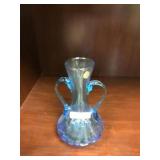 Blue double handle vase