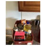 Box of canned goods and in date foods