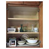 Vases/ bowls/ plates and glassware in cabinet
