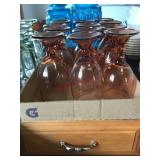 12 Stemmed glasses Amber color