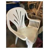 White plastic lawn chair