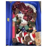 Tote of Christmas decorations
