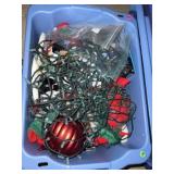Tote of Christmas decorations