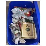 Tote of Christmas decorations