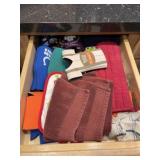 Contents of drawer, linens, koozies and more
