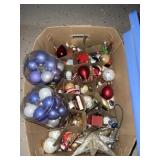 Box of vintage Christmas decorations