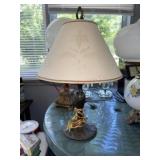 Table lamp with fleur de lis pin point lamp shade