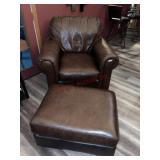 Leather chair and ottoman