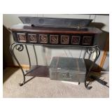 43x34 metal and wood table metal case on shelf