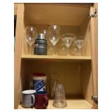 Contents of cabinet glasses, mugs