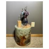 16" h 14" d mixed material block with light