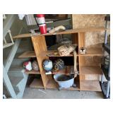 Wooden shelf with contents