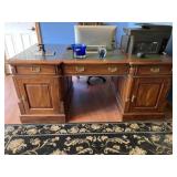 Two person desk no contents, solid wood. Three
