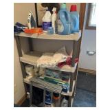 Shelving unit with contents and drying rack