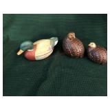 One mallard and 2 quail decorative pieces