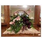 Faux plant with doily