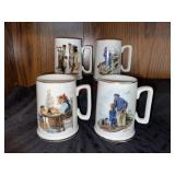 Set of 4 Norman Rockwell mugs