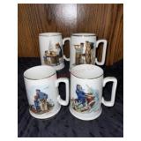 Set of 4 Norman Rockwell mugs