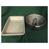 One casserole baking dish and one bunt cake pan