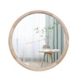 CONGUILIAO Round Mirror, 24 Inches Wood Mirror,