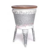 Galvanized side accent table stock photo is