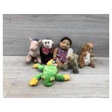 6 different medium size animal beanie baby