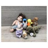 6 different medium size animal beanie baby