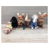 6 different medium size animal beanie baby
