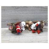 6 different medium size animal beanie baby