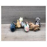 6 different medium size animal beanie baby