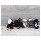 6 different medium size animal beanie baby
