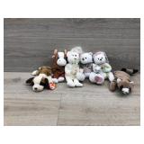 6 different medium size animal beanie baby