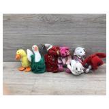 7 different medium size animal beanie baby
