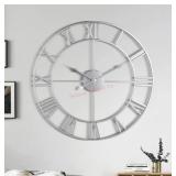 Large Wall Clock, Metal Retro Roman Numeral