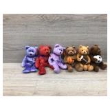 6 different medium size beanie babys