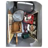 Box lot of decorative hooks, signs , and more