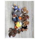 9 mini animal beanie baby