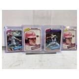 1980 Topps cards 100, 580, 540, 540 Johnny Bench,