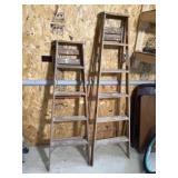 6 foot and 4 foot wooden step ladders