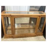 Oak lighted curio cabinet