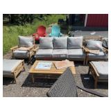 New 6pc teakwood style patio set, sofa two chairs