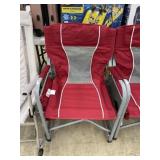 Red camping chair with side table