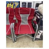 Red camping chair with side table