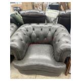 Scratch/Dent tufted grey leather chair