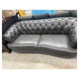 Scratch/Dent tufted grey leather sofa, damaged