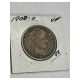 1908 "O" barber quarter