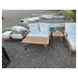 New 7pc teak wood patio set, sofa, 2 chairs 2